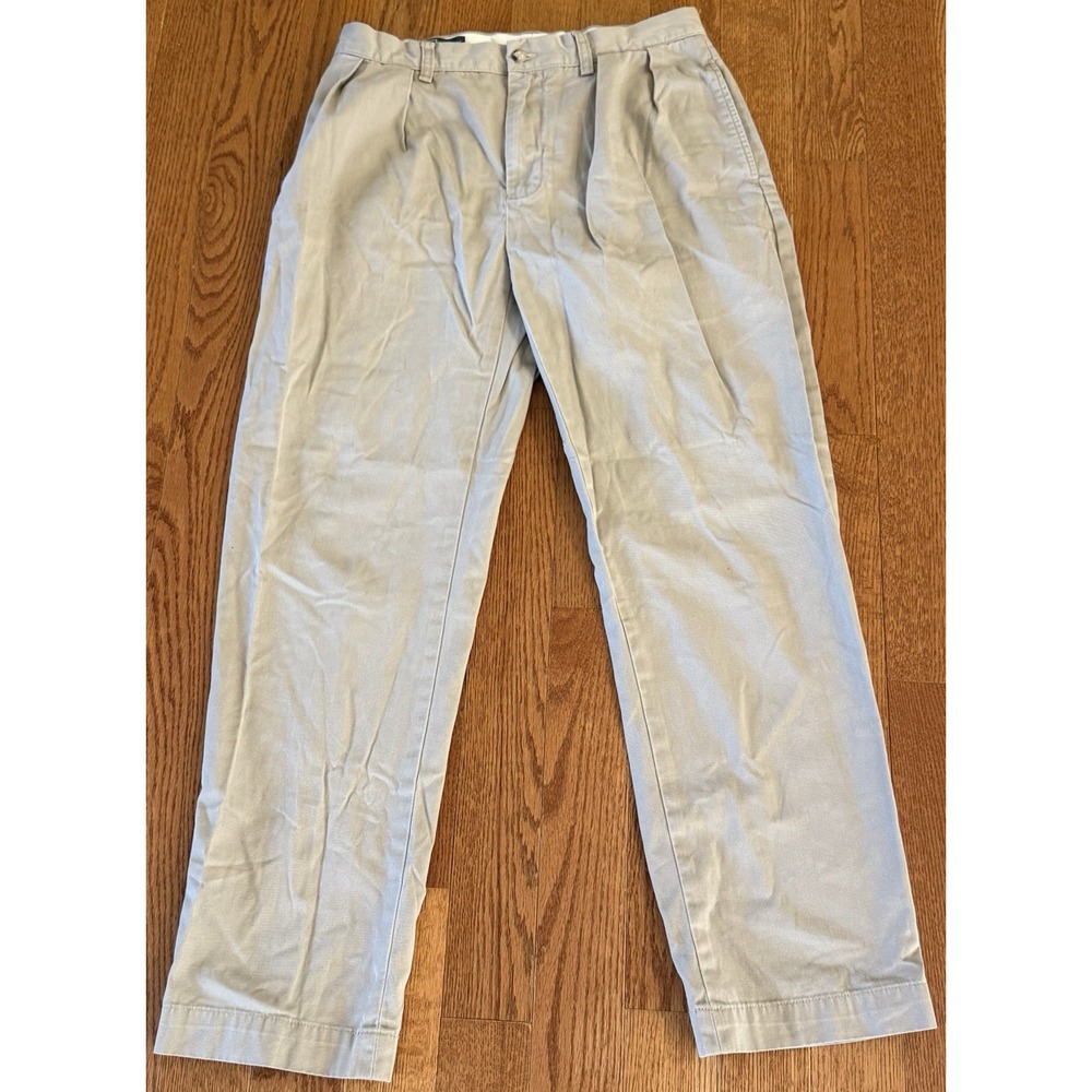 Polo Ralph Lauren Ethan Pant Mens 32x32 Tan Khaki Pleated Cotton Chino Trousers